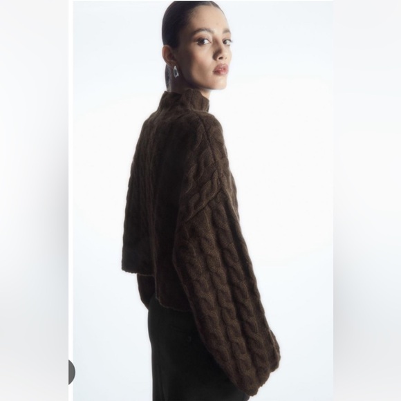 COS Cable-knit turtleneck sweater, NWOT, Dark Brown, size S - Picture 4 of 8